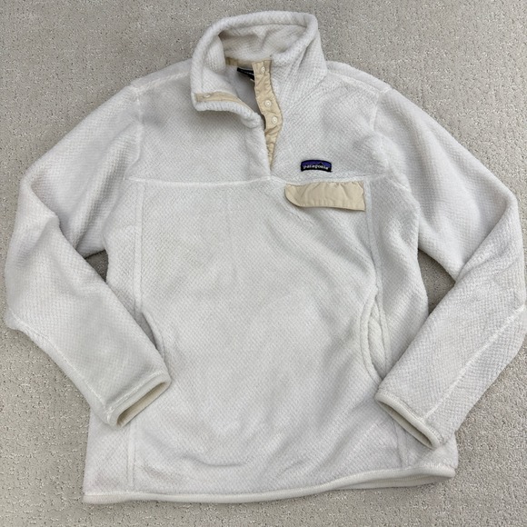Patagonia Re-Tool Snap-T Fleece Pullover Womens Medium White Excellent 25442 - Picture 2 of 11